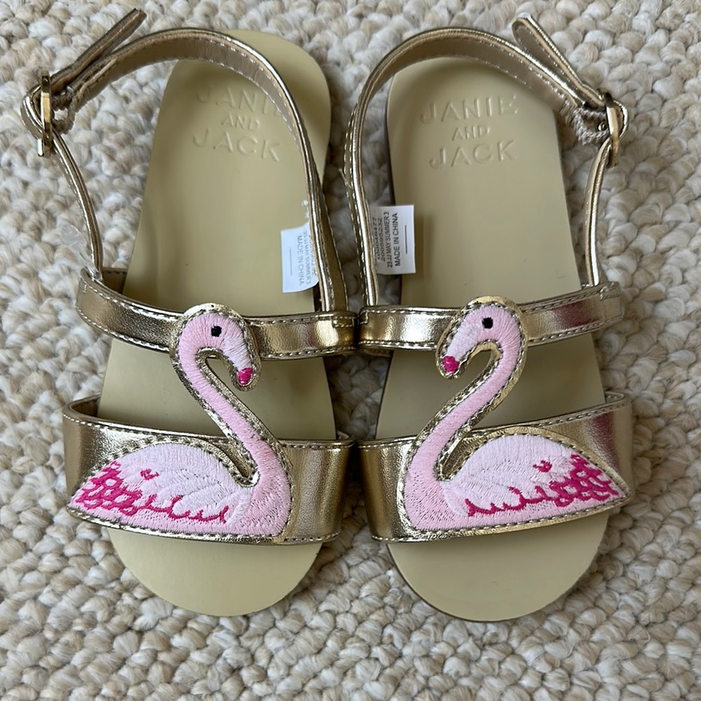Janie and Jack Flamingo Metallic Sandals